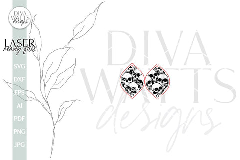Skulls Earrings SVG For Laser Earrings With Skull for Halloween Earrings For Glowforge Skull Earrings SVG Halloween Skeleton svg Earrings SVG Diva Watts Designs 