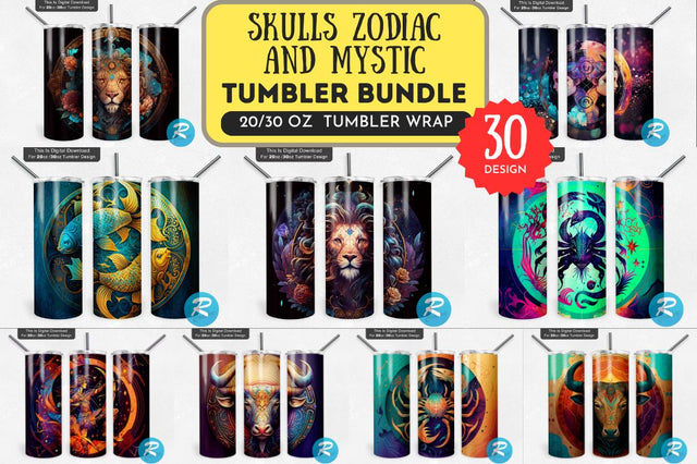 Skulls Zodiac And Mystic Png Tumbler Bundle Sublimation Regulrcrative 