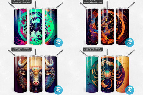 Skulls Zodiac And Mystic Png Tumbler Bundle Sublimation Regulrcrative 