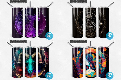 Skulls Zodiac And Mystic Png Tumbler Bundle Sublimation Regulrcrative 