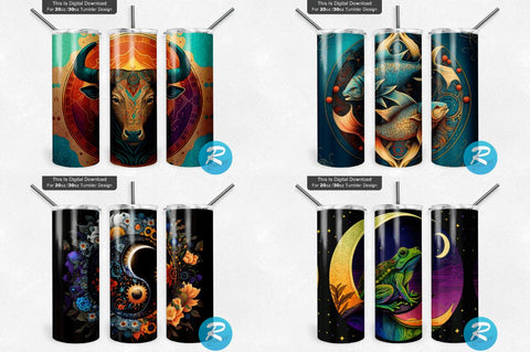 Skulls Zodiac And Mystic Png Tumbler Bundle Sublimation Regulrcrative 
