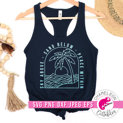 Sky above Sand below Peace within retro Beach svg png dxf eps jpeg SVG Chameleon Cuttables 