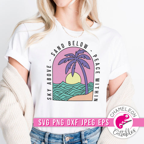 Sky above Sand below Peace within retro Beach svg png dxf eps jpeg SVG Chameleon Cuttables 