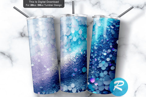 Sky Blue Glitter Holographic 20 oz / 30 oz Tumbler PNG Sublimation Regulrcrative 