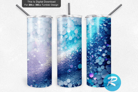 Sky Blue Glitter Holographic 20 oz / 30 oz Tumbler PNG Sublimation Regulrcrative 