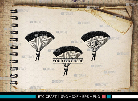 Sky Diving Monogram, Sky Diving Silhouette, Sky Diving SVG, Sky Diving Svg, Parachute Svg, Sky Diver Svg, SB00129 SVG ETC Craft 