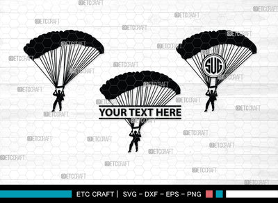 Sky Diving Monogram, Sky Diving Silhouette, Sky Diving SVG, Sky Diving Svg, Parachute Svg, Sky Diver Svg, SB00129 SVG ETC Craft 
