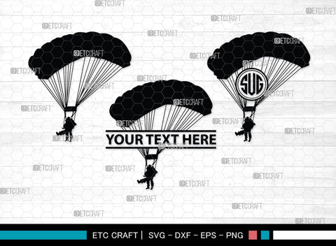 Sky Diving Monogram, Sky Diving Silhouette, Sky Diving SVG, Sky Diving Svg, Parachute Svg, Sky Diver Svg, SB00129 SVG ETC Craft 