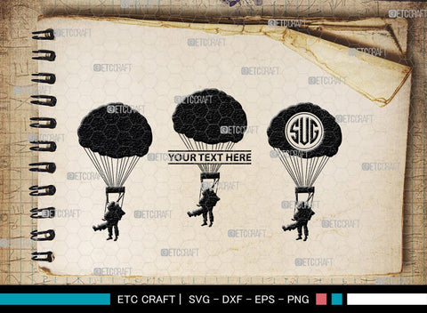 Sky Diving Monogram, Sky Diving Silhouette, Sky Diving SVG, Sky Diving Svg, Parachute Svg, Sky Diver Svg, SB00129 SVG ETC Craft 