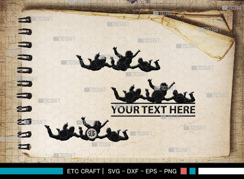 Sky Diving Monogram, Sky Diving Silhouette, Sky Diving SVG, Sky Diving Svg, Parachute Svg, Sky Diver Svg, SB00129 SVG ETC Craft 