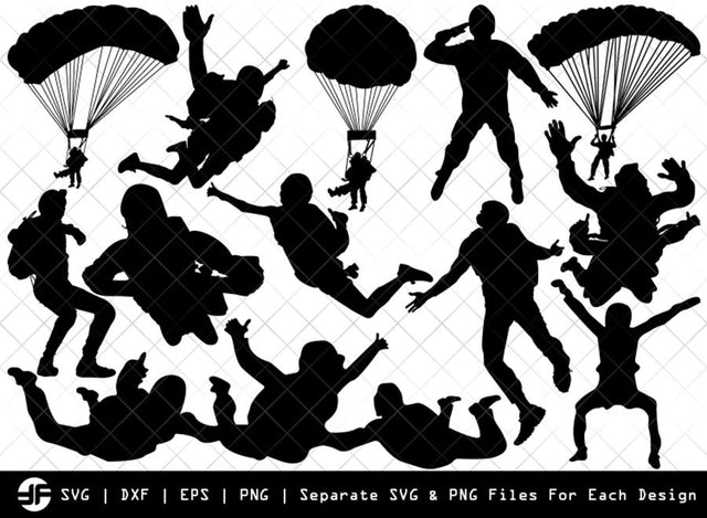 Sky Diving SVG | Sky Diving Silhouette Bundle | SVG Cut File SVG ETC Craft 