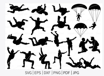 Sky Diving svg, skydiving sport svg, Parachute Svg, Sky Diving Silhouette, Sky Diving Bundle, parachute jump svg, Parachute Svg SVG Dinvect 