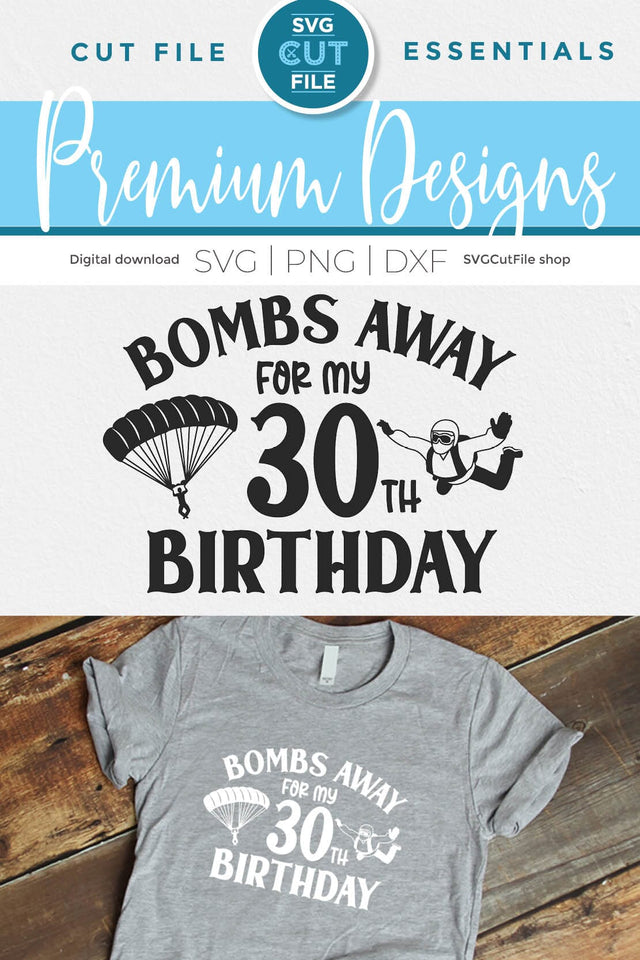 Skydiving svg-30th birthday svg with Parachute SVG SVG Cut File 