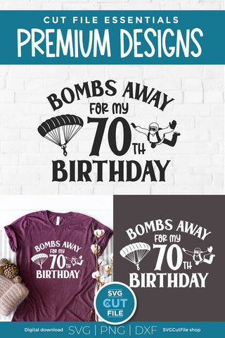 Skydiving svg-70th birthday svg with Parachute SVG SVG Cut File 