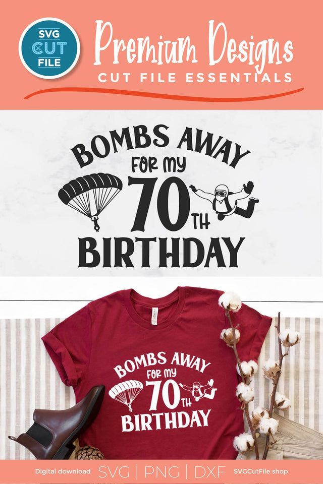 Skydiving svg-70th birthday svg with Parachute SVG SVG Cut File 
