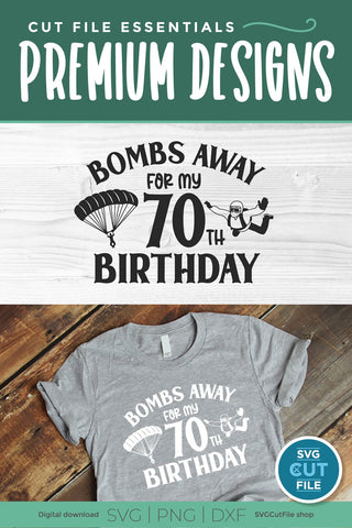 Skydiving svg-70th birthday svg with Parachute SVG SVG Cut File 