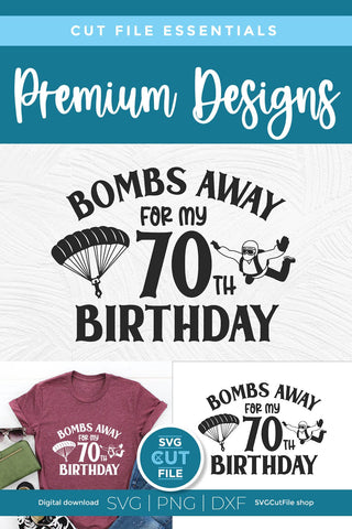 Skydiving svg-70th birthday svg with Parachute SVG SVG Cut File 