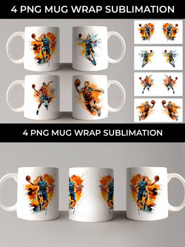 Slam Dunk Spectacle: Basketball Player's Playoff Glory Mug Wrap Sublimation Bundle Sublimation Sintegra 