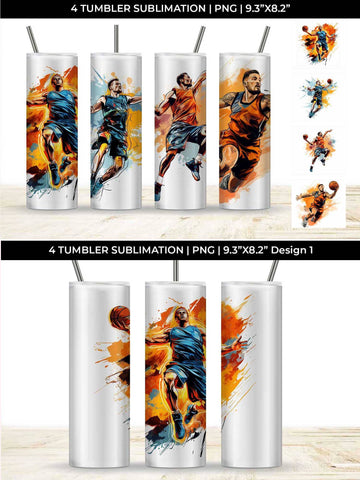 Slam Dunk Spectacle: Basketball Player's Playoff Glory Tumbler Design Sublimation Sintegra 