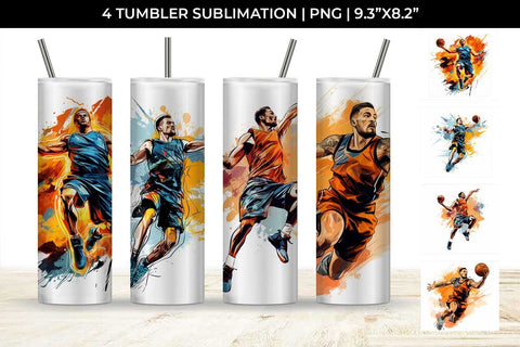 Slam Dunk Spectacle: Basketball Player's Playoff Glory Tumbler Design Sublimation Sintegra 