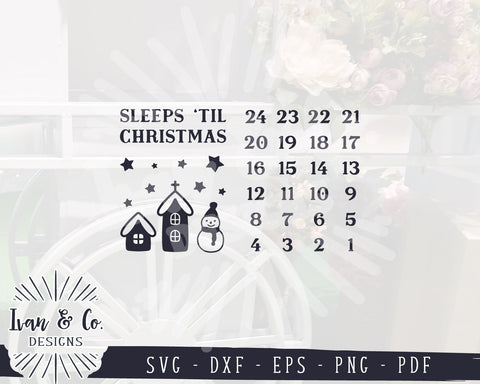 Sleeps 'til Christmas SVG Files | Chalkboard Advent Calendar Svg | Christmas Countdown Svg | Christmas Svg | Commercial Use | Digital Cut Files (1268836820) SVG Ivan & Co. Designs 