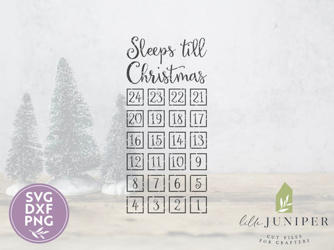 Sleeps Till Christmas SVG | Advent Calendar SVG | Farmhouse Sign Design SVG LilleJuniper 