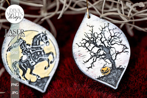 Sleepy Hollow Earrings SVG Headless Horseman Earrings Glowforge Earrings Sleepy Hollow Halloween Earrings For Laser SVG Diva Watts Designs 