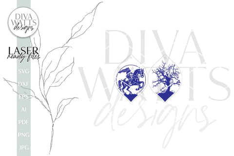 Sleepy Hollow Earrings SVG Headless Horseman Earrings Glowforge Earrings Sleepy Hollow Halloween Earrings For Laser SVG Diva Watts Designs 