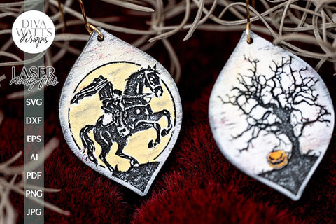 Sleepy Hollow Earrings SVG Headless Horseman Earrings Glowforge Earrings Sleepy Hollow Halloween Earrings For Laser SVG Diva Watts Designs 
