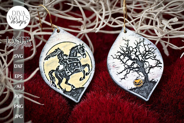 Sleepy Hollow Earrings SVG Headless Horseman Earrings Glowforge Earrings Sleepy Hollow Halloween Earrings For Laser SVG Diva Watts Designs 