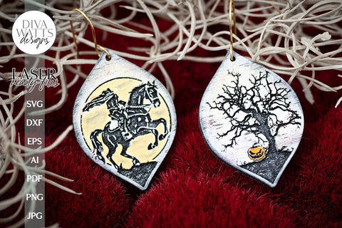 Sleepy Hollow Earrings SVG Headless Horseman Earrings Glowforge Earrings Sleepy Hollow Halloween Earrings For Laser SVG Diva Watts Designs 