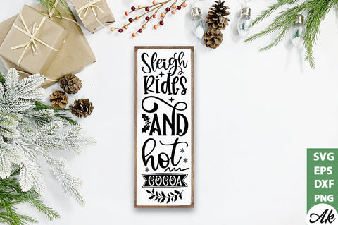Sleigh rides and hot cocoa porch sign SVG SVG akazaddesign 