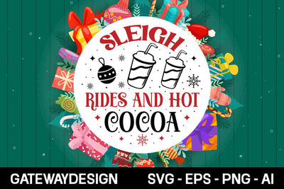 Sleigh Rides And Hot Cocoa Round Sign Svg Design SVG designmaster24 