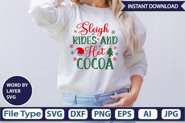 SLEIGH RIDES AND HOT COCOA SVG Cut File SVG DesignPlante 503 