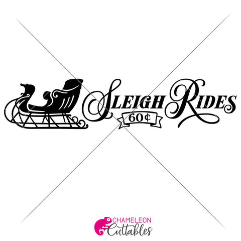 Sleigh Rides - Christmas SVG for long horizontal wood sign SVG Chameleon Cuttables 