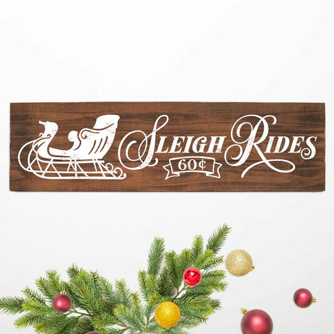 Sleigh Rides - Christmas SVG for long horizontal wood sign SVG Chameleon Cuttables 