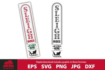 Sleigh Rides Christmas Winter Porch Sign Sign SVG Cutting File SVG Bow Wow Creative 