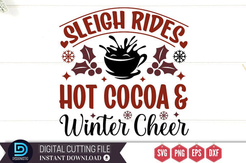 Sleigh rides hot cocoa and winter cheer SVG SVG DESIGNISTIC 
