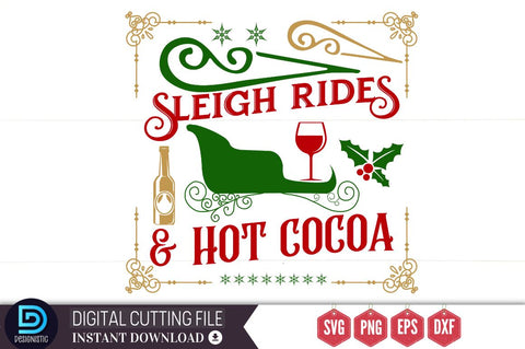 Sleigh rides & hot cocoa SVG, Sleigh rides & hot cocoa SVG DESIGNISTIC 