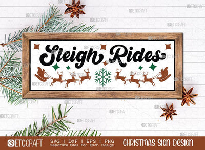 Sleigh Rides Sign SVG Cut File | Merry Christmas Svg | Horizontal Sign | Christmas Door Hanger | Farmhouse Decor Svg | Welcome Sign | Christmas Wood Sign Design SVG ETC Craft 