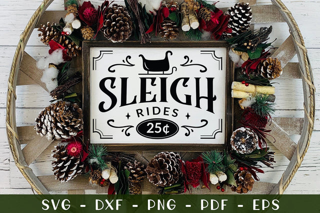 Sleigh Rides SVG, Farmhouse Christmas Sign SVG SVG CraftLabSVG 