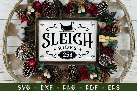 Sleigh Rides SVG, Farmhouse Christmas Sign SVG SVG CraftLabSVG 