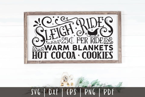 Sleigh Rides, Vintage Christmas Sign SVG SVG CraftLabSVG 