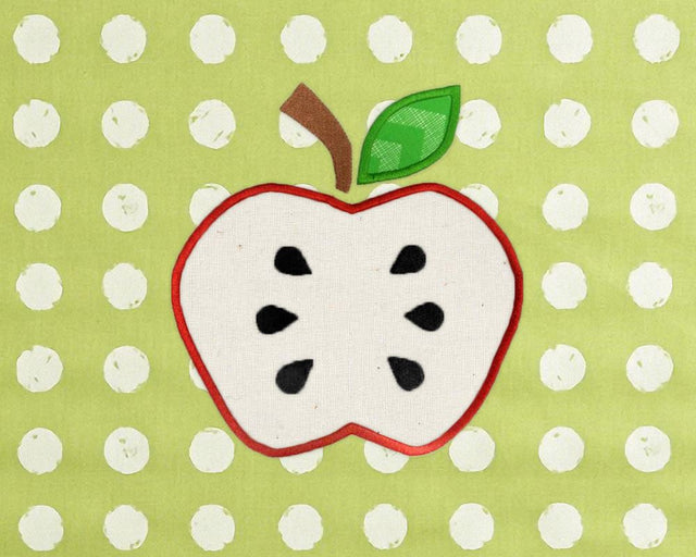 Sliced Apple with Seeds Showing Applique Embroidery Design Embroidery/Applique Designed by Geeks 