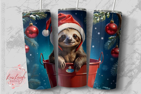 Sloth Christmas Tumbler wrap PNG Sublimation Luvleigh Digitals 