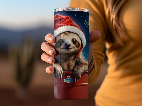 Sloth Christmas Tumbler wrap PNG Sublimation Luvleigh Digitals 