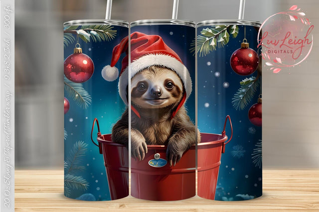 Sloth Christmas Tumbler wrap PNG Sublimation Luvleigh Digitals 