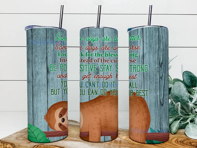 Sloth Days with a teal wooden background, Sloth Digital Download, Sloth 20 oz Skinny Tumbler Sublimation Design Sublimation iStyleDesign 