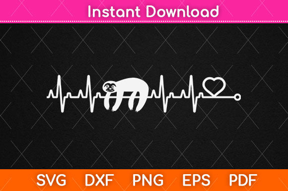 Sloth Heartbeat Svg Png Dxf Digital Cutting File SVG Helal 