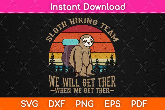 Sloth Hiking Team Svg Png Dxf Digital Cutting File SVG Helal 